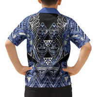 Aotearoa Ngati Kahungunu Kid Hawaiian Shirt Maori Tribal Blue Paua Shell Pattern DT05 - Polynesian Pride