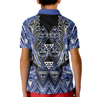 Aotearoa Ngati Kahungunu Kid Polo Shirt Maori Tribal Blue Paua Shell Pattern DT05 - Polynesian Pride