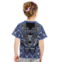 Aotearoa Ngati Kahungunu Kid T Shirt Maori Tribal Blue Paua Shell Pattern DT05 - Polynesian Pride