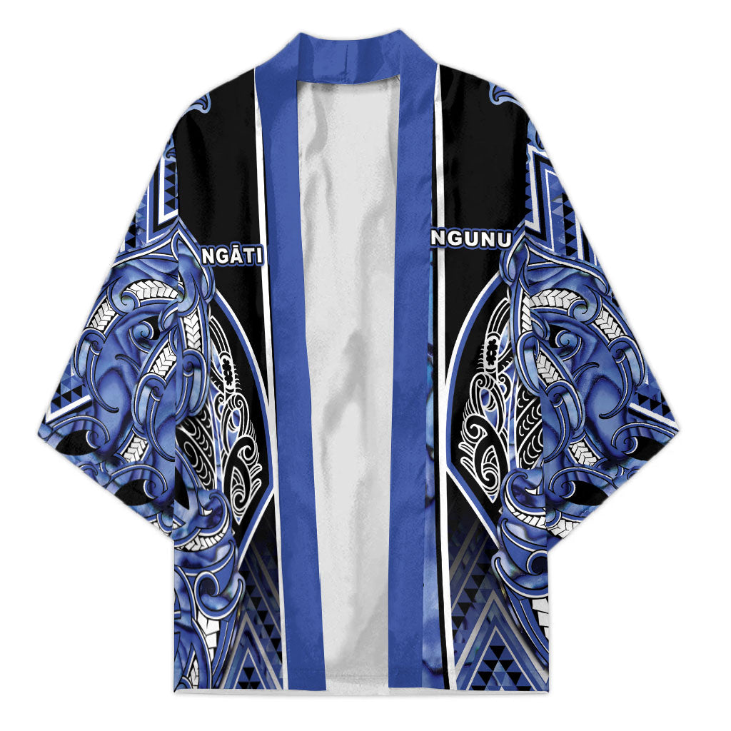 Aotearoa Ngati Kahungunu Kimono Maori Tribal Blue Paua Shell Pattern DT05 Unisex Blue - Polynesian Pride