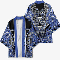 Aotearoa Ngati Kahungunu Kimono Maori Tribal Blue Paua Shell Pattern DT05 - Polynesian Pride