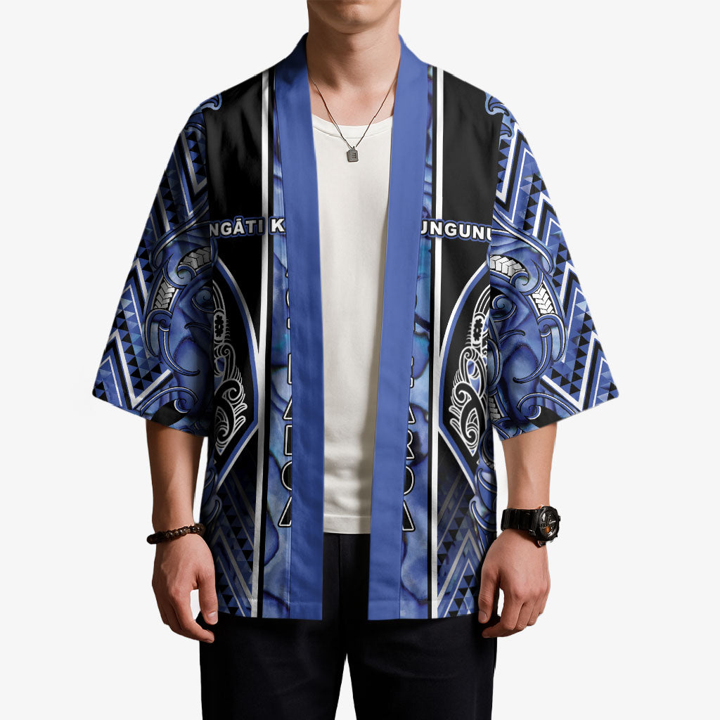 Aotearoa Ngati Kahungunu Kimono Maori Tribal Blue Paua Shell Pattern DT05 - Polynesian Pride