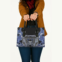 Aotearoa Ngati Kahungunu Leather Bag Maori Tribal Blue Paua Shell Pattern DT05 - Polynesian Pride