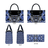 Aotearoa Ngati Kahungunu Leather Bag Maori Tribal Blue Paua Shell Pattern DT05 - Polynesian Pride
