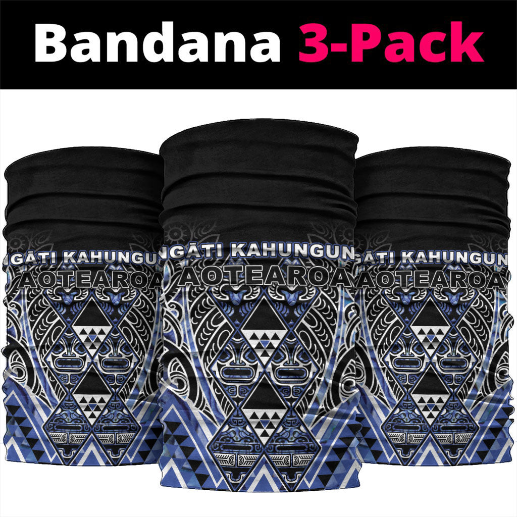 Aotearoa Ngati Kahungunu Neck Gaiter Maori Tribal Blue Paua Shell Pattern DT05 package One Size: 25*50cm Blue - Polynesian Pride