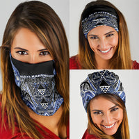 Aotearoa Ngati Kahungunu Neck Gaiter Maori Tribal Blue Paua Shell Pattern DT05 - Polynesian Pride