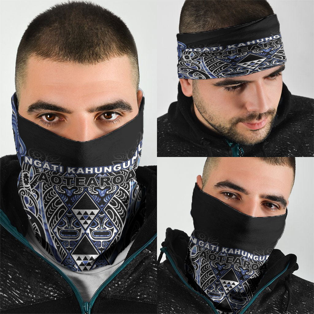 Aotearoa Ngati Kahungunu Neck Gaiter Maori Tribal Blue Paua Shell Pattern DT05 - Polynesian Pride