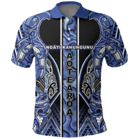 Aotearoa Ngati Kahungunu Polo Shirt Maori Tribal Blue Paua Shell Pattern DT05 Blue - Polynesian Pride