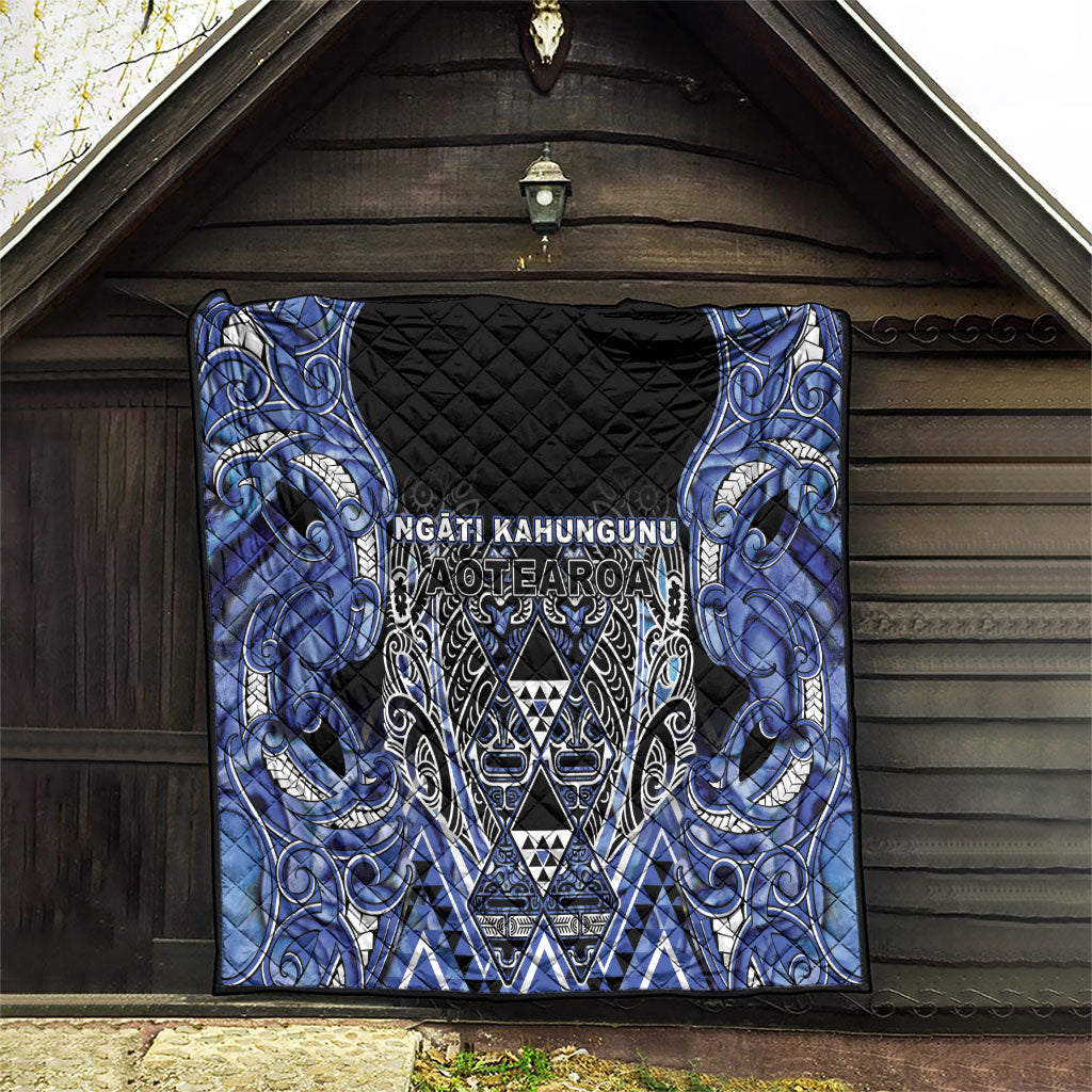Aotearoa Ngati Kahungunu Quilt Maori Tribal Blue Paua Shell Pattern DT05 - Polynesian Pride