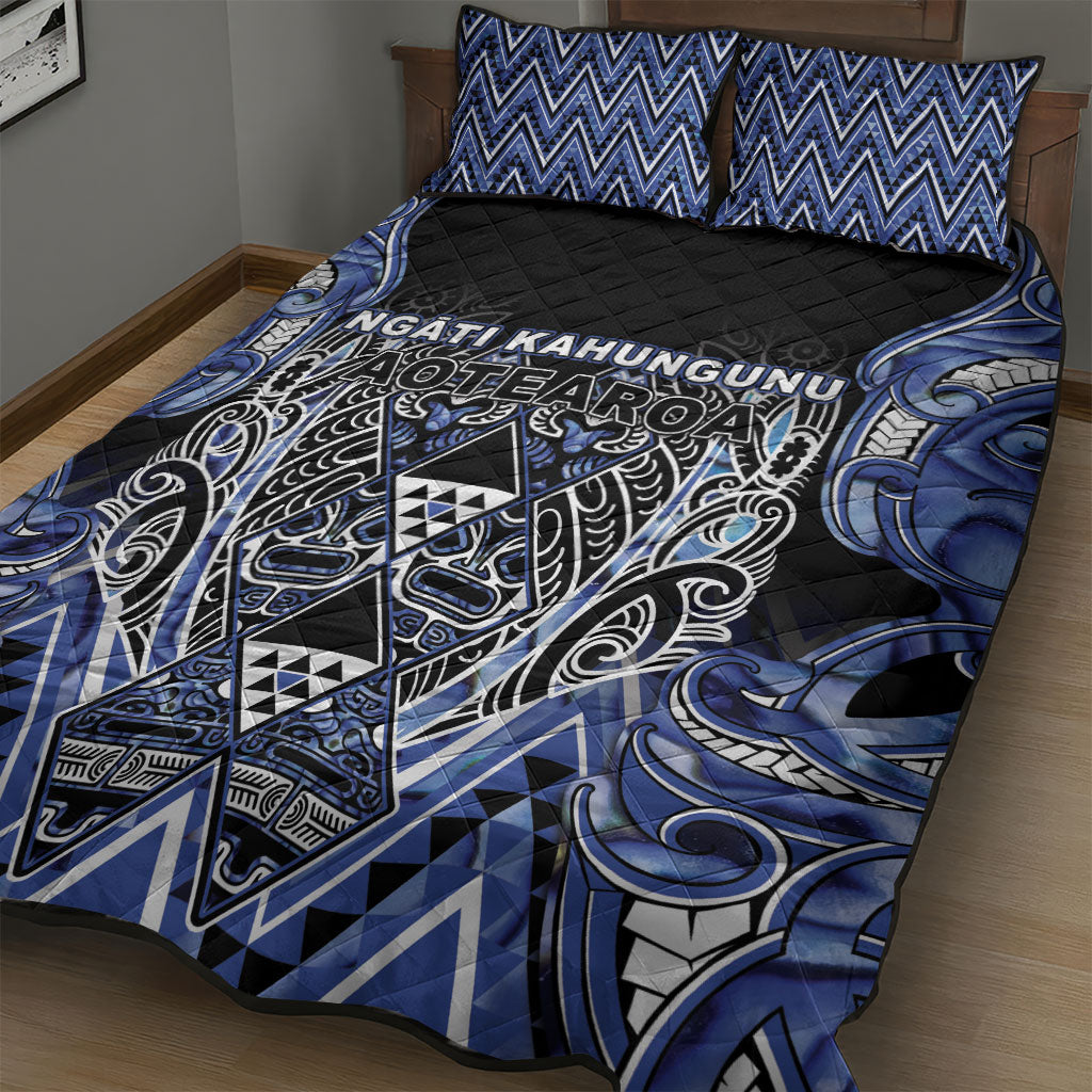 Aotearoa Ngati Kahungunu Quilt Bed Set Maori Tribal Blue Paua Shell Pattern DT05 - Polynesian Pride