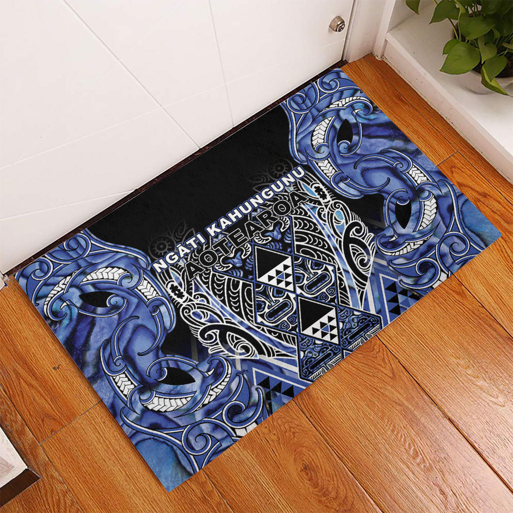 Aotearoa Ngati Kahungunu Rubber Doormat Maori Tribal Blue Paua Shell Pattern DT05 - Polynesian Pride