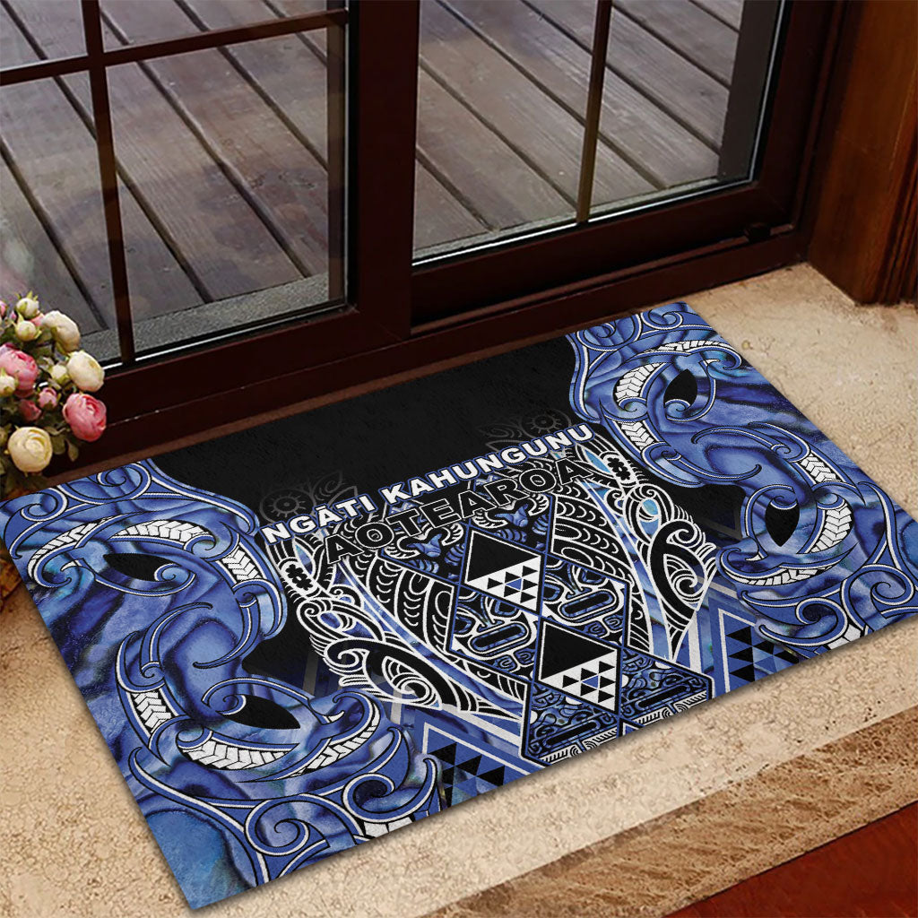 Aotearoa Ngati Kahungunu Rubber Doormat Maori Tribal Blue Paua Shell Pattern DT05 - Polynesian Pride