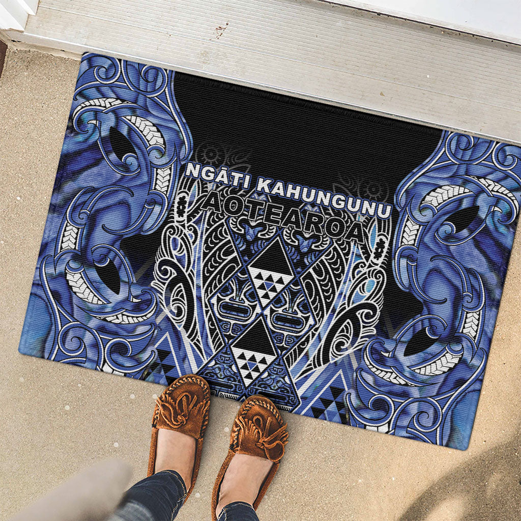 Aotearoa Ngati Kahungunu Rubber Doormat Maori Tribal Blue Paua Shell Pattern DT05 - Polynesian Pride