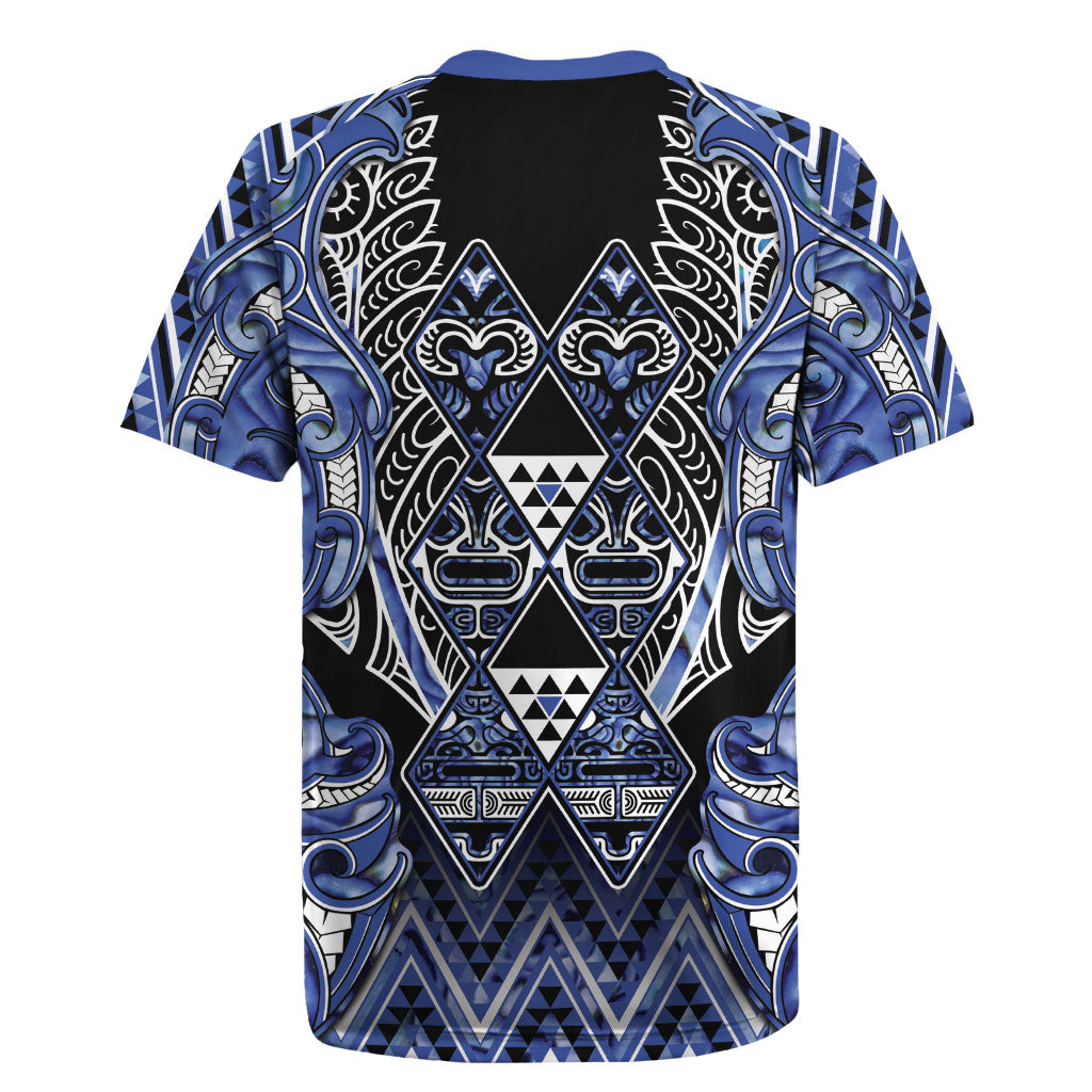 Aotearoa Ngati Kahungunu Rugby Jersey Maori Tribal Blue Paua Shell Pattern DT05 - Polynesian Pride