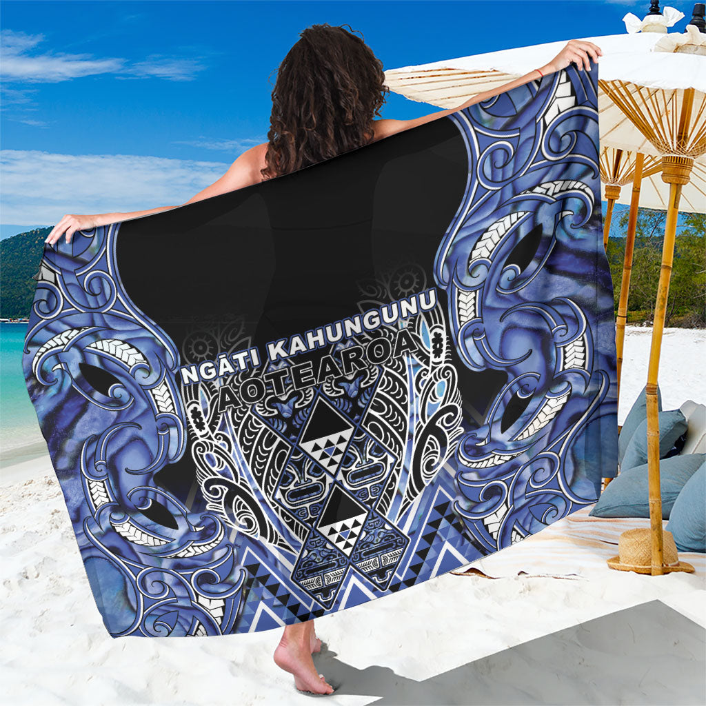 Aotearoa Ngati Kahungunu Sarong Maori Tribal Blue Paua Shell Pattern DT05 One Size 44 x 66 inches Blue - Polynesian Pride