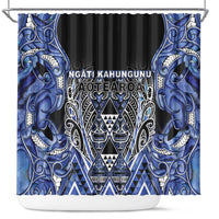 Aotearoa Ngati Kahungunu Shower Curtain Maori Tribal Blue Paua Shell Pattern DT05 Blue - Polynesian Pride