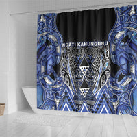 Aotearoa Ngati Kahungunu Shower Curtain Maori Tribal Blue Paua Shell Pattern DT05 - Polynesian Pride