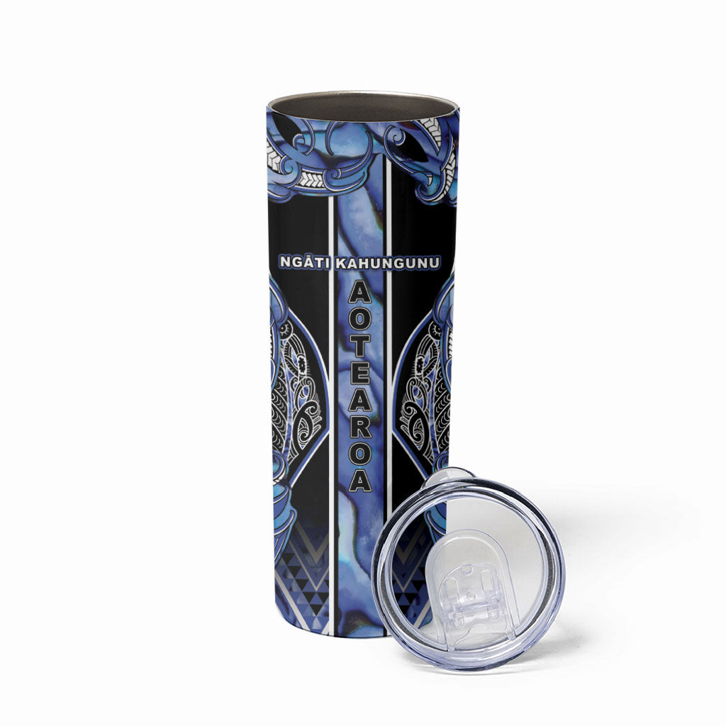 Aotearoa Ngati Kahungunu Skinny Tumbler Maori Tribal Blue Paua Shell Pattern DT05 - Polynesian Pride