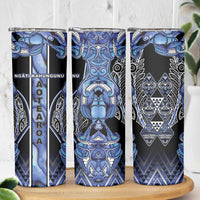 Aotearoa Ngati Kahungunu Skinny Tumbler Maori Tribal Blue Paua Shell Pattern DT05 - Polynesian Pride