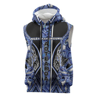 Aotearoa Ngati Kahungunu Sleeveless Hoodie Maori Tribal Blue Paua Shell Pattern DT05 Blue - Polynesian Pride
