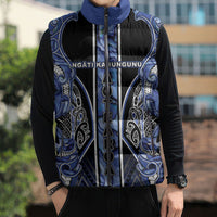 Aotearoa Ngati Kahungunu Sleeveless Puffer Jacket Maori Tribal Blue Paua Shell Pattern DT05 - Polynesian Pride