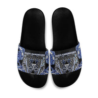 Aotearoa Ngati Kahungunu Slide Sandals Maori Tribal Blue Paua Shell Pattern DT05 Blue - Polynesian Pride