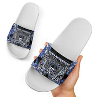 Aotearoa Ngati Kahungunu Slide Sandals Maori Tribal Blue Paua Shell Pattern DT05 - Polynesian Pride