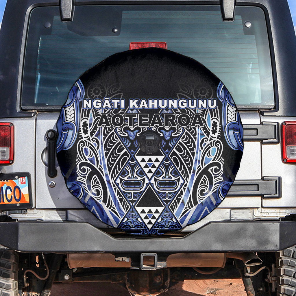 Aotearoa Ngati Kahungunu Spare Tire Cover Maori Tribal Blue Paua Shell Pattern DT05 Blue - Polynesian Pride