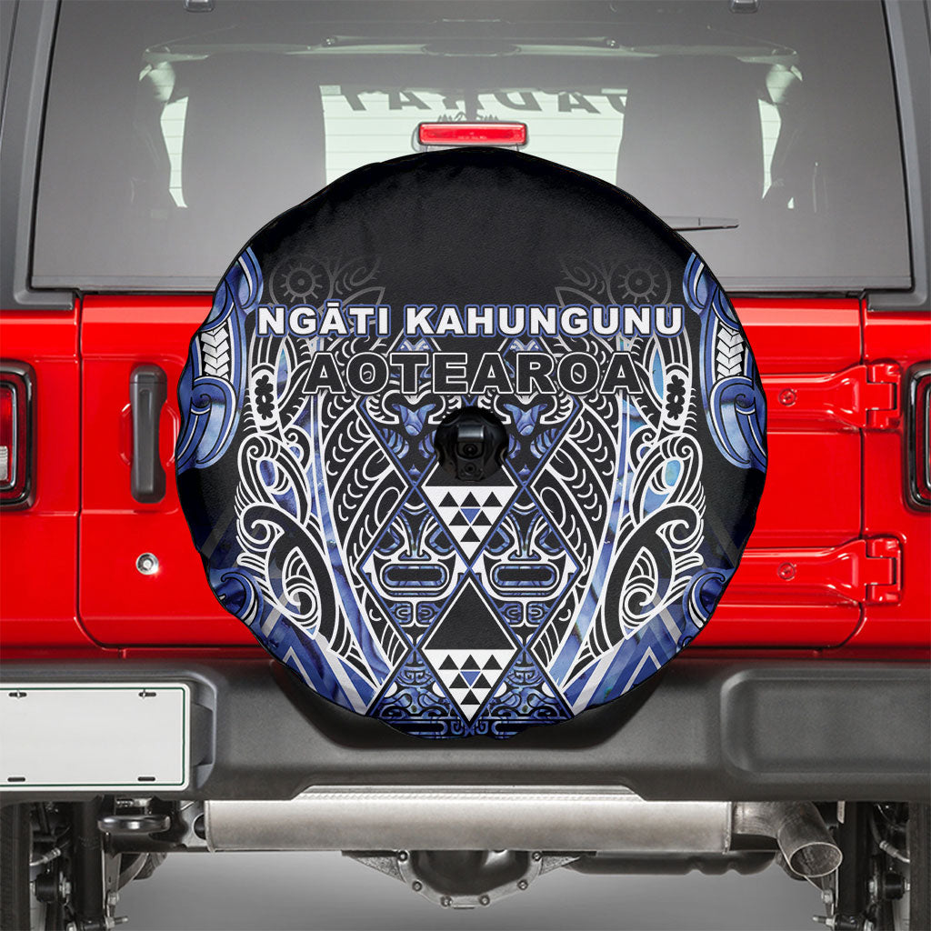 Aotearoa Ngati Kahungunu Spare Tire Cover Maori Tribal Blue Paua Shell Pattern DT05 - Polynesian Pride