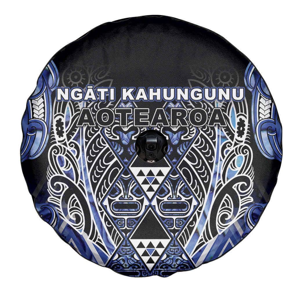Aotearoa Ngati Kahungunu Spare Tire Cover Maori Tribal Blue Paua Shell Pattern DT05 - Polynesian Pride