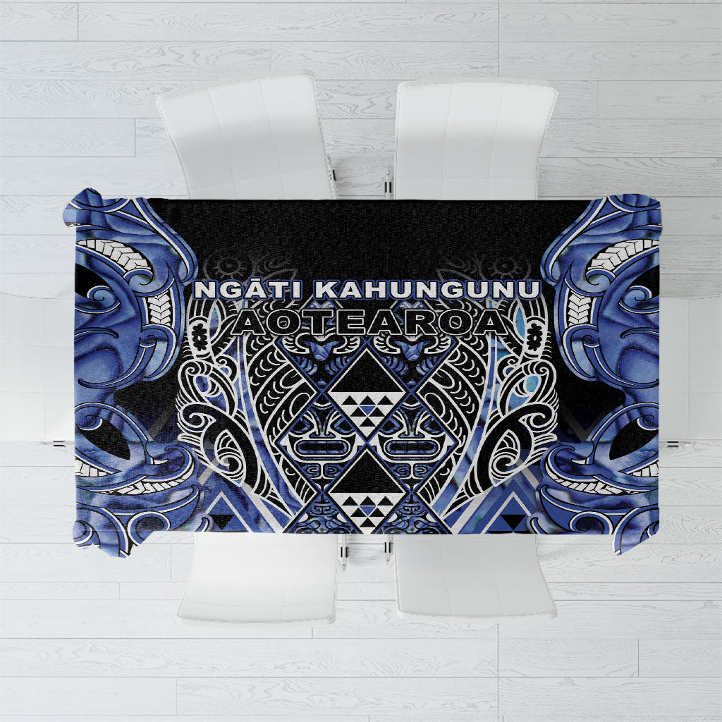 Aotearoa Ngati Kahungunu Tablecloth Maori Tribal Blue Paua Shell Pattern DT05 Blue - Polynesian Pride