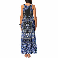 Aotearoa Ngati Kahungunu Tank Maxi Dress Maori Tribal Blue Paua Shell Pattern DT05 - Polynesian Pride