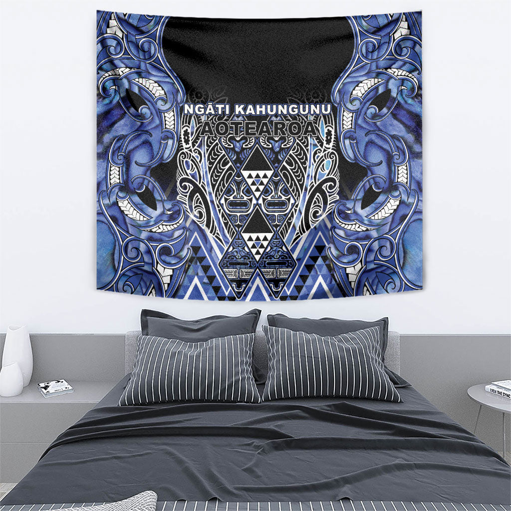 Aotearoa Ngati Kahungunu Tapestry Maori Tribal Blue Paua Shell Pattern DT05 - Polynesian Pride