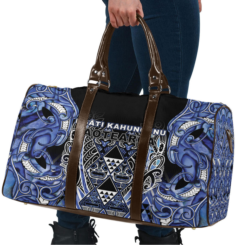 Aotearoa Ngati Kahungunu Travel Bag Maori Tribal Blue Paua Shell Pattern DT05 - Polynesian Pride