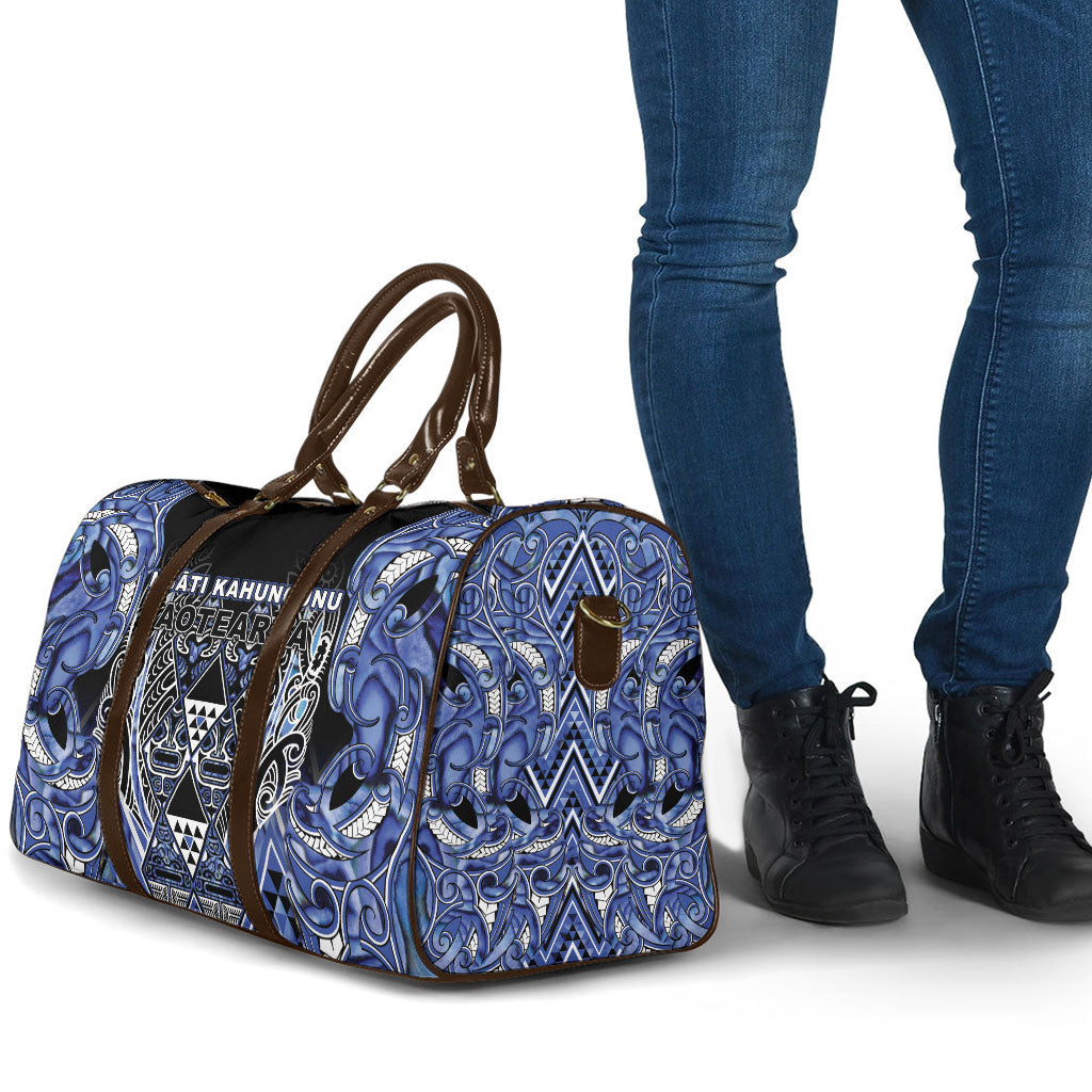 Aotearoa Ngati Kahungunu Travel Bag Maori Tribal Blue Paua Shell Pattern DT05 - Polynesian Pride