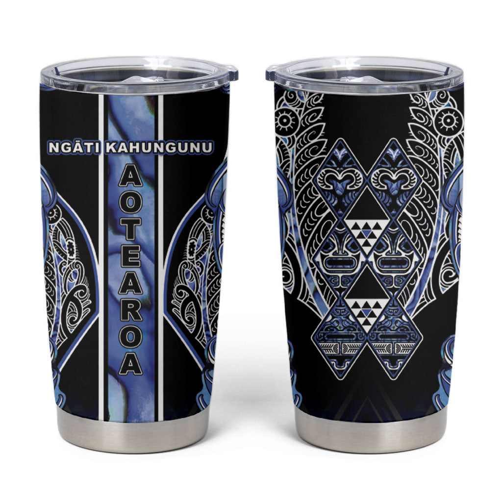 Aotearoa Ngati Kahungunu Tumbler Cup Maori Tribal Blue Paua Shell Pattern DT05 Blue - Polynesian Pride