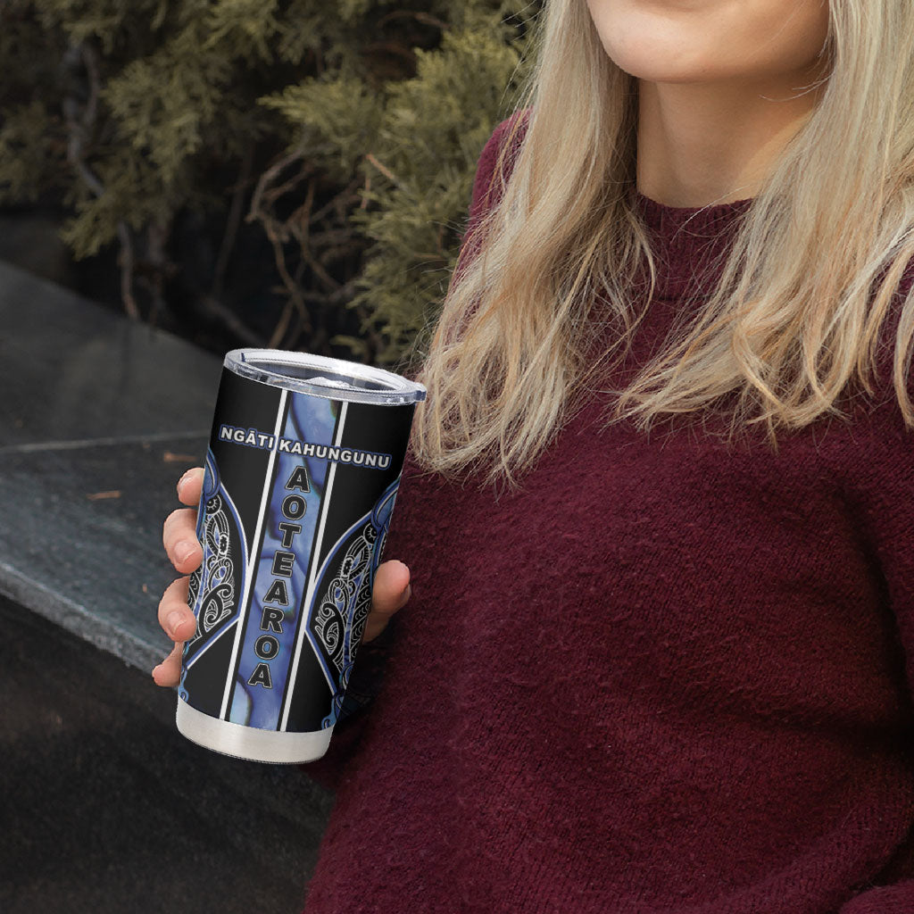 Aotearoa Ngati Kahungunu Tumbler Cup Maori Tribal Blue Paua Shell Pattern DT05 - Polynesian Pride