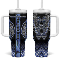 Aotearoa Ngati Kahungunu Tumbler With Handle Maori Tribal Blue Paua Shell Pattern DT05 One Size: 40 oz Blue - Polynesian Pride