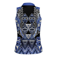 Aotearoa Ngati Kahungunu Women Sleeveless Polo Shirt Maori Tribal Blue Paua Shell Pattern DT05 - Polynesian Pride