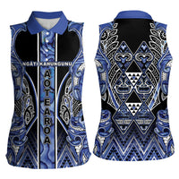 Aotearoa Ngati Kahungunu Women Sleeveless Polo Shirt Maori Tribal Blue Paua Shell Pattern DT05 - Polynesian Pride