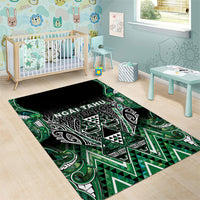 Aotearoa Ngai Tahu Area Rug Maori Tribal Dark Green Paua Shell Pattern DT05 - Polynesian Pride