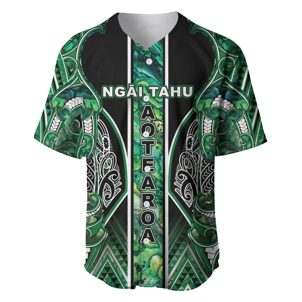 Aotearoa Ngai Tahu Baseball Jersey Maori Tribal Dark Green Paua Shell Pattern DT05 Green - Polynesian Pride