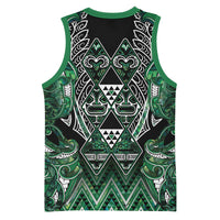 Aotearoa Ngai Tahu Basketball Jersey Maori Tribal Dark Green Paua Shell Pattern DT05 - Polynesian Pride