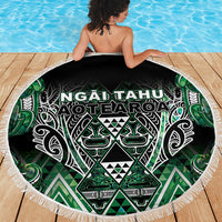 Aotearoa Ngai Tahu Beach Blanket Maori Tribal Dark Green Paua Shell Pattern DT05 - Polynesian Pride