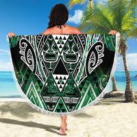 Aotearoa Ngai Tahu Beach Blanket Maori Tribal Dark Green Paua Shell Pattern DT05 - Polynesian Pride