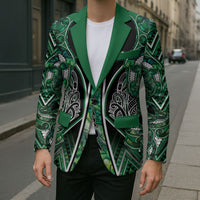 Aotearoa Ngai Tahu Blazer Maori Tribal Dark Green Paua Shell Pattern DT05 - Polynesian Pride