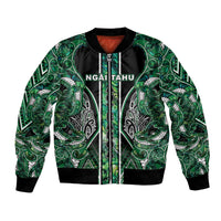 Aotearoa Ngai Tahu Bomber Jacket Maori Tribal Dark Green Paua Shell Pattern DT05 Unisex Green - Polynesian Pride