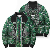 Aotearoa Ngai Tahu Bomber Puffer Jacket Maori Tribal Dark Green Paua Shell Pattern DT05 - Polynesian Pride