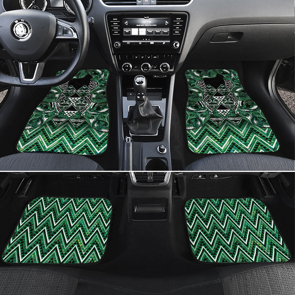 Aotearoa Ngai Tahu Car Mats Maori Tribal Dark Green Paua Shell Pattern DT05 Set 4pcs Green - Polynesian Pride