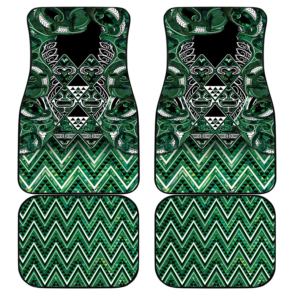 Aotearoa Ngai Tahu Car Mats Maori Tribal Dark Green Paua Shell Pattern DT05 - Polynesian Pride